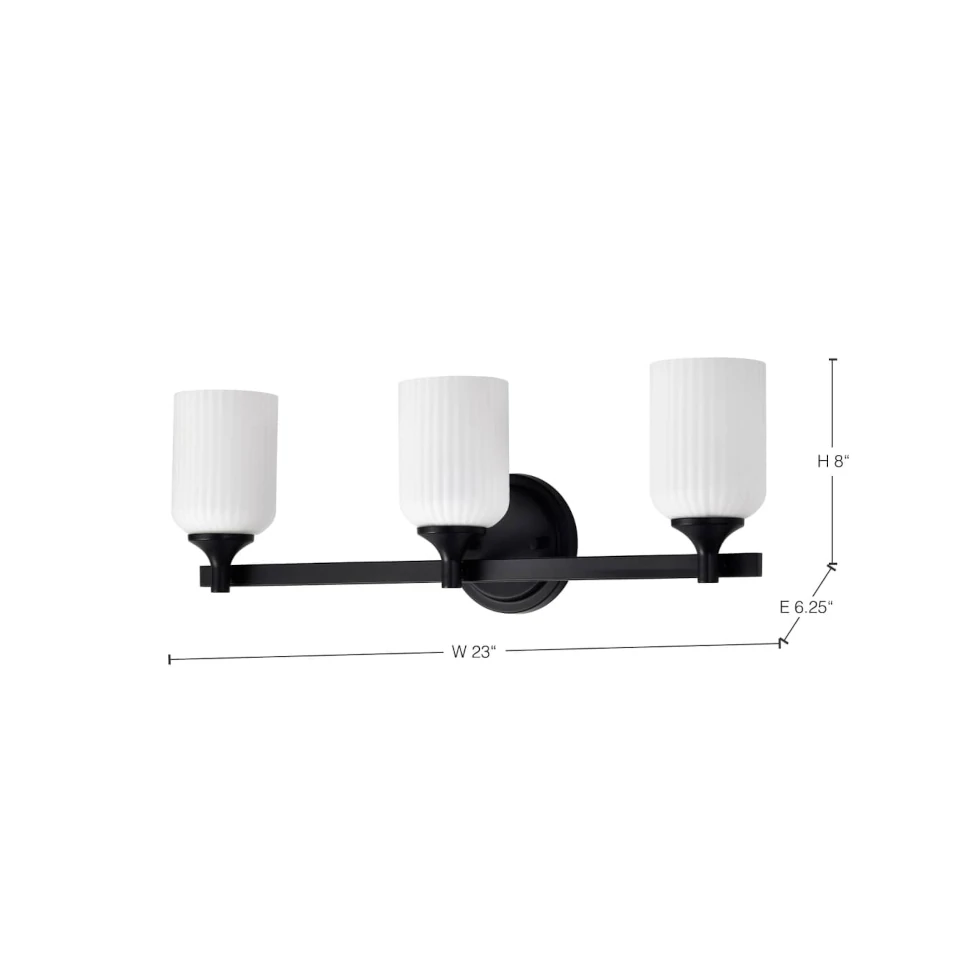 Nuvo Solara 3 Light Vanity Light - Matte Black Finish