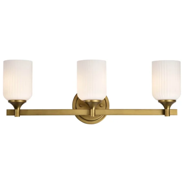 Nuvo Solara 3 Light Vanity Light - Natural Brass Finish