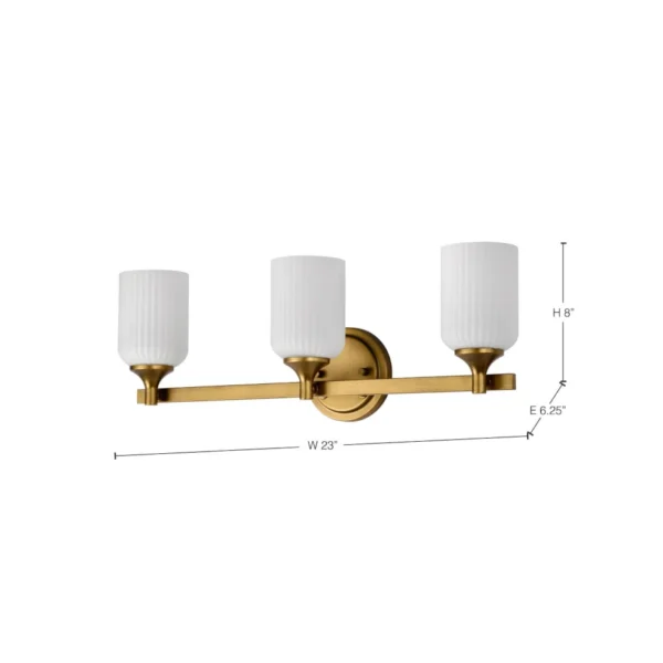 Nuvo Solara 3 Light Vanity Light - Natural Brass Finish
