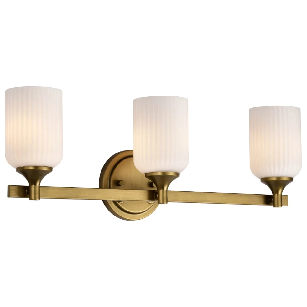 Nuvo Solara 3 Light Vanity Light - Natural Brass Finish