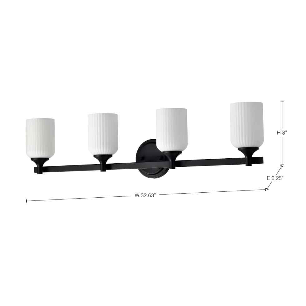 Nuvo Solara 4 Light Vanity Light - Matte Black Finish