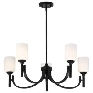 Nuvo Solara 5 Light Chandelier - Matte Black Finish
