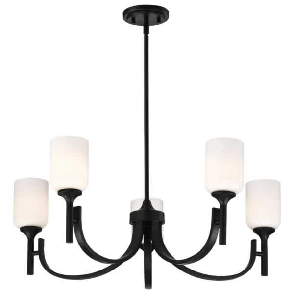 Nuvo Solara 5 Light Chandelier - Matte Black Finish