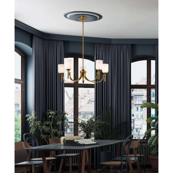 Nuvo Solara 5 Light Chandelier - Natural Brass Finish