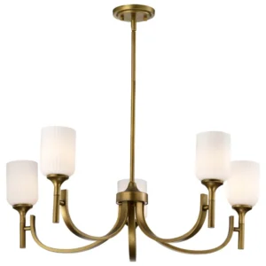 Nuvo Solara 5 Light Chandelier - Natural Brass Finish