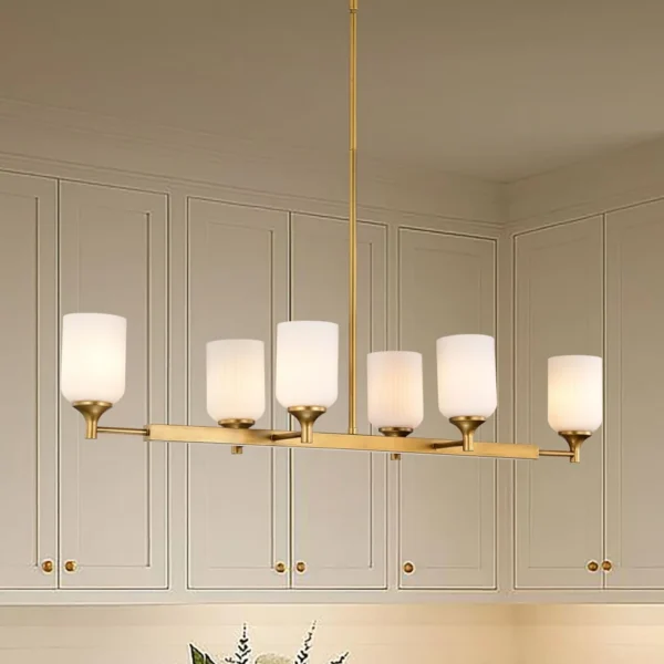 Nuvo Solara 6 Light Island Pendant - Natural Brass Finish