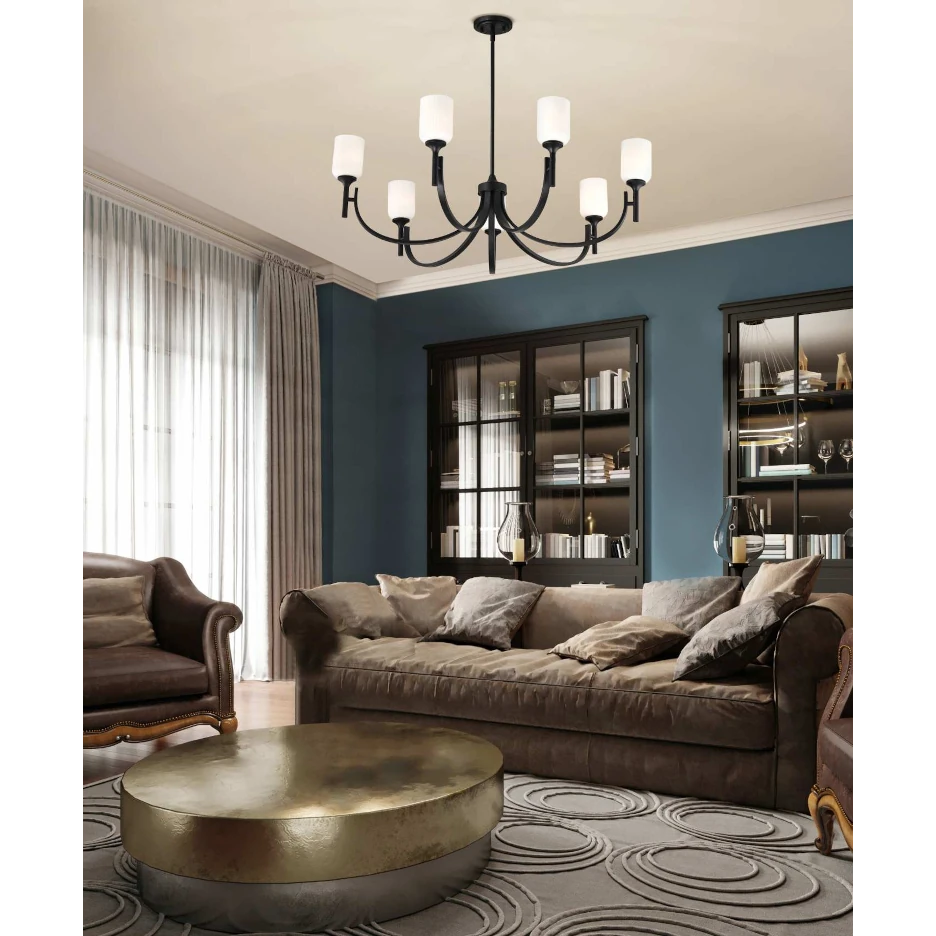 Nuvo Solara 7 Light Chandelier - Matte Black Finish