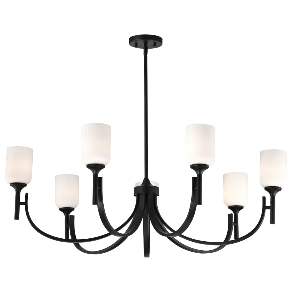 Nuvo Solara 7 Light Chandelier - Matte Black Finish