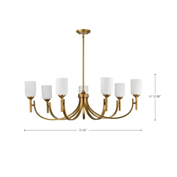 Nuvo Solara 7 Light Chandelier - Natural Brass Finish