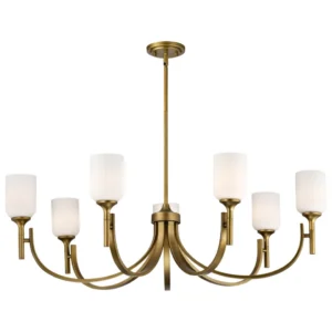 Nuvo Solara 7 Light Chandelier - Natural Brass Finish