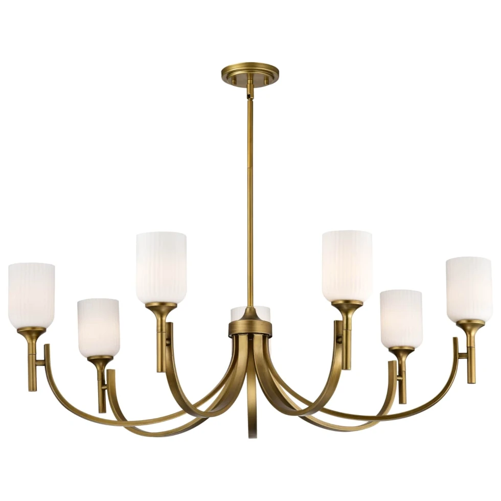 Nuvo Solara 7 Light Chandelier - Natural Brass Finish