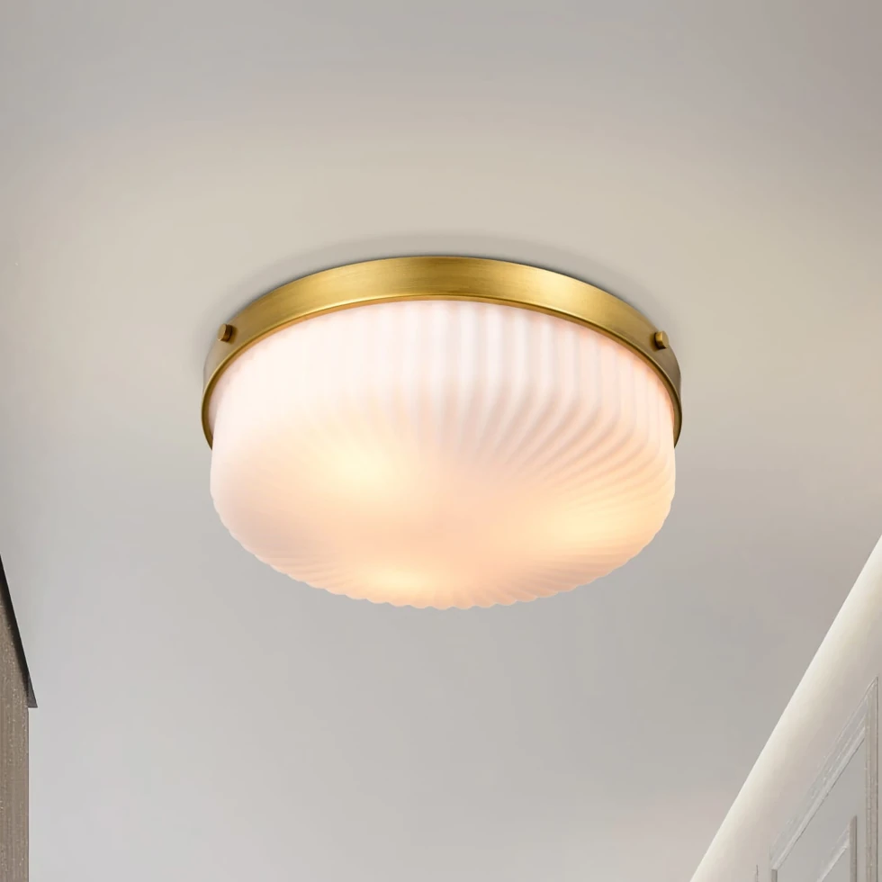 Nuvo Solara Flush Mount - Natural Brass Finish