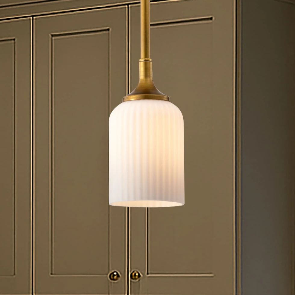 Nuvo Solara Mini Pendant Light - Natural Brass Finish