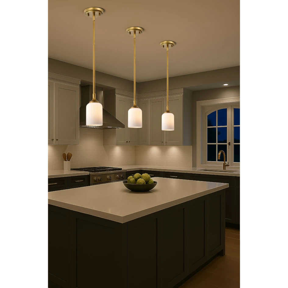 Nuvo Solara Mini Pendant Light - Natural Brass Finish