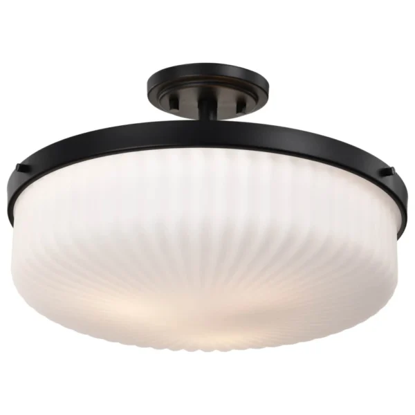 Nuvo Solara Semi Flush Mount Light - Matte Black Finish