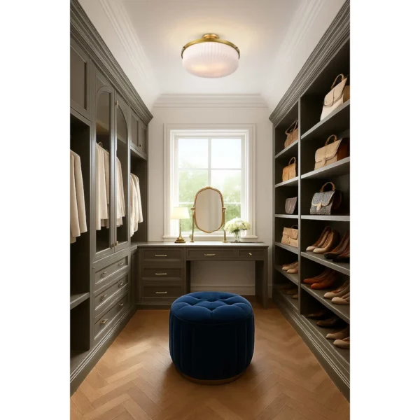 Nuvo Solara Semi Flush Mount - Natural Brass Finish
