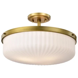 Nuvo Solara Semi Flush Mount - Natural Brass Finish