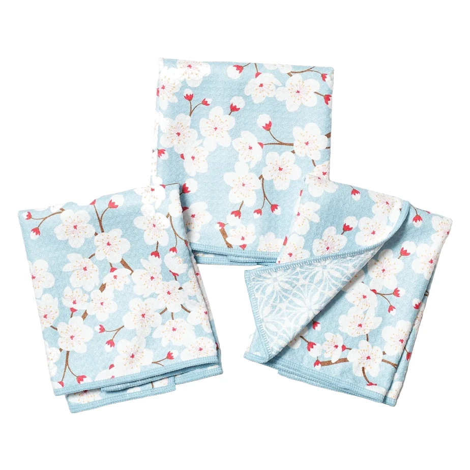 Once Again Home Cherry Blossom Mighty Mini Towels - Sky, Set of 3 Once Again Home Cherry Blossom Mighty Mini Towels - Sky, Set of 3