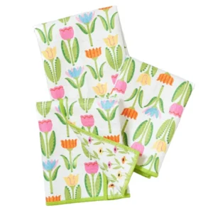 Once Again Home Mary Engelbreit Tulips Mighty Mini Towels, Set of 3