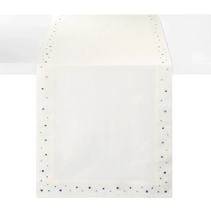 Bodrum Dots Embroidered Table Runner - Blue