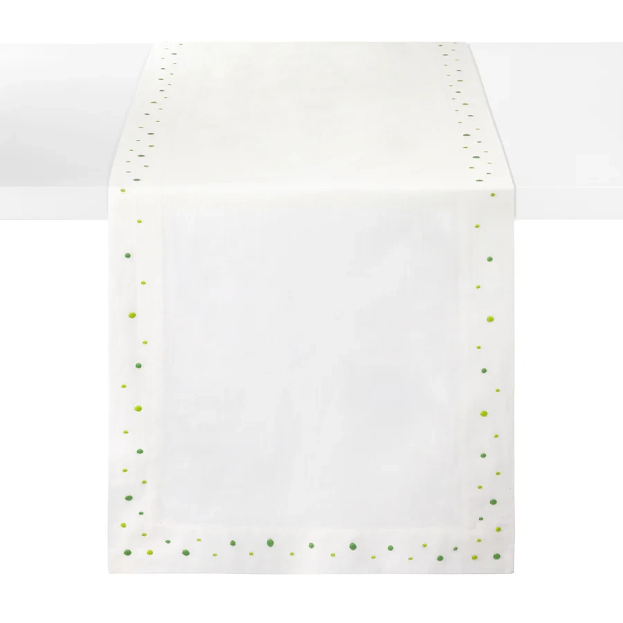 Bodrum Dots Embroidered Table Runner - Green