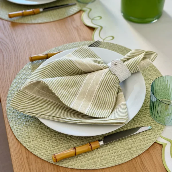 Bodrum Wicker Round Vinyl Placemat - Fern