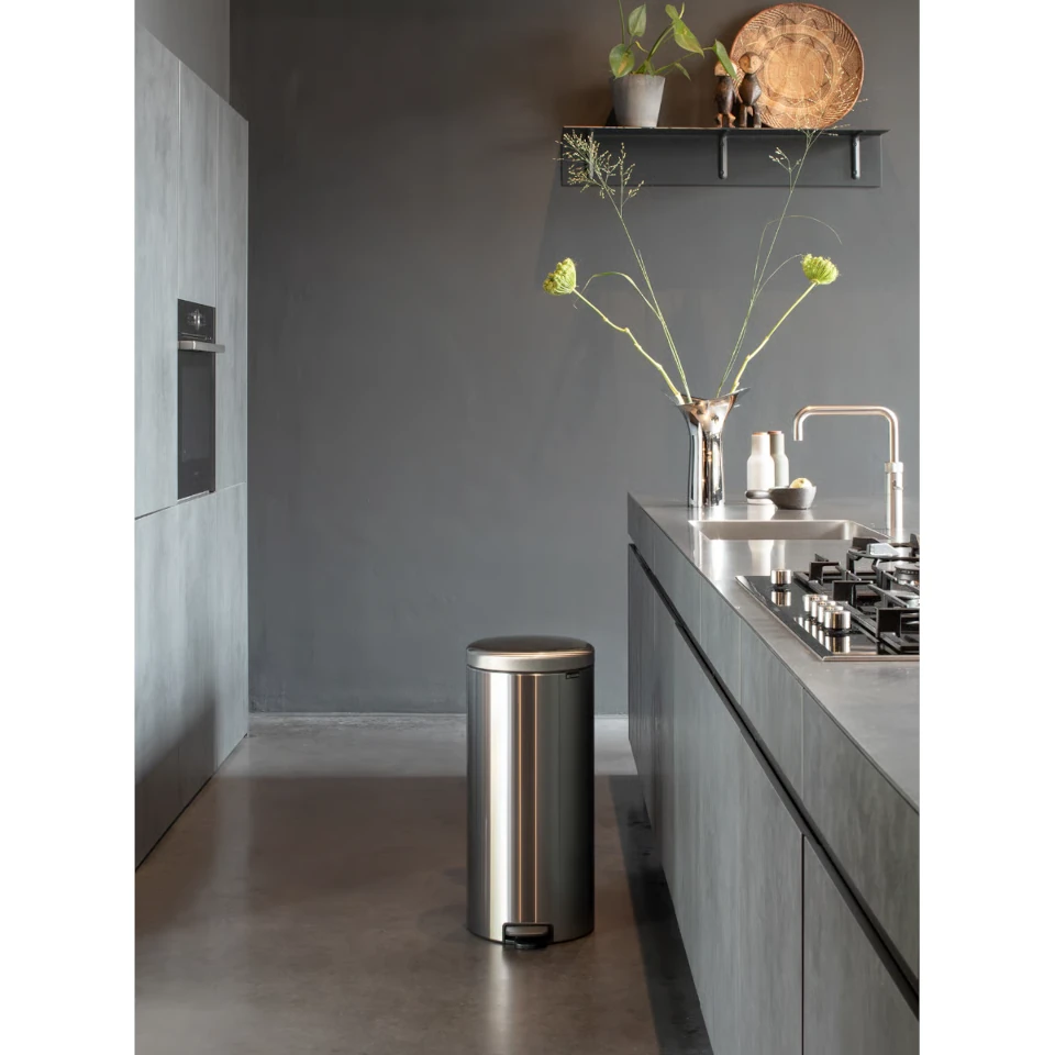 Brabantia NewIcon Step on Trash Can - Matte Steel
