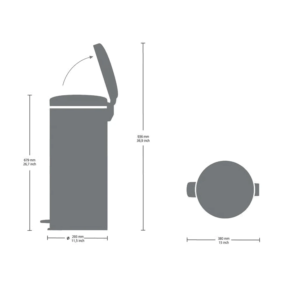 Brabantia NewIcon Step on Trash Can - Matte Steel
