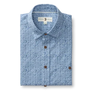 Duckhead Cotton Chambray Sport Shirt - Bellmont Print: Blue Horizon