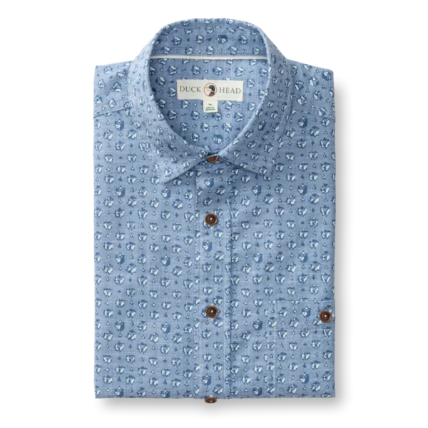 Duckhead Cotton Chambray Sport Shirt - Bellmont Print: Blue Horizon