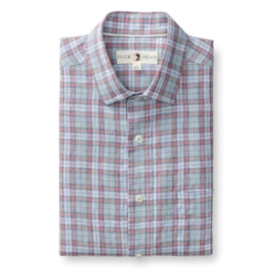 Duckhead Linen Poplin Sport Shirt - Piers Plaid - Sky Blue
