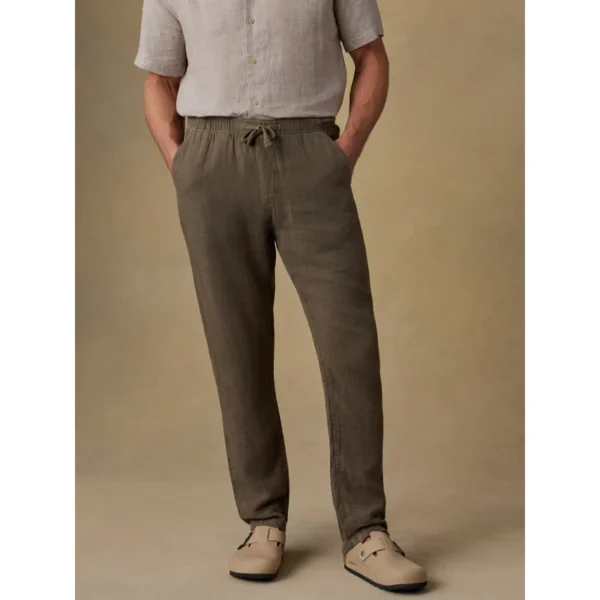 Faherty Linen Drawstring Pants - Dark Palm