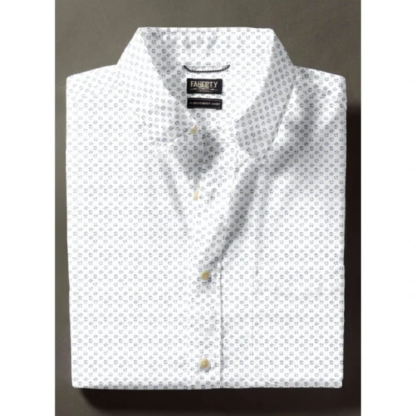 Faherty Short-Sleeve Movement Monterey Shirt - White Flint Geo