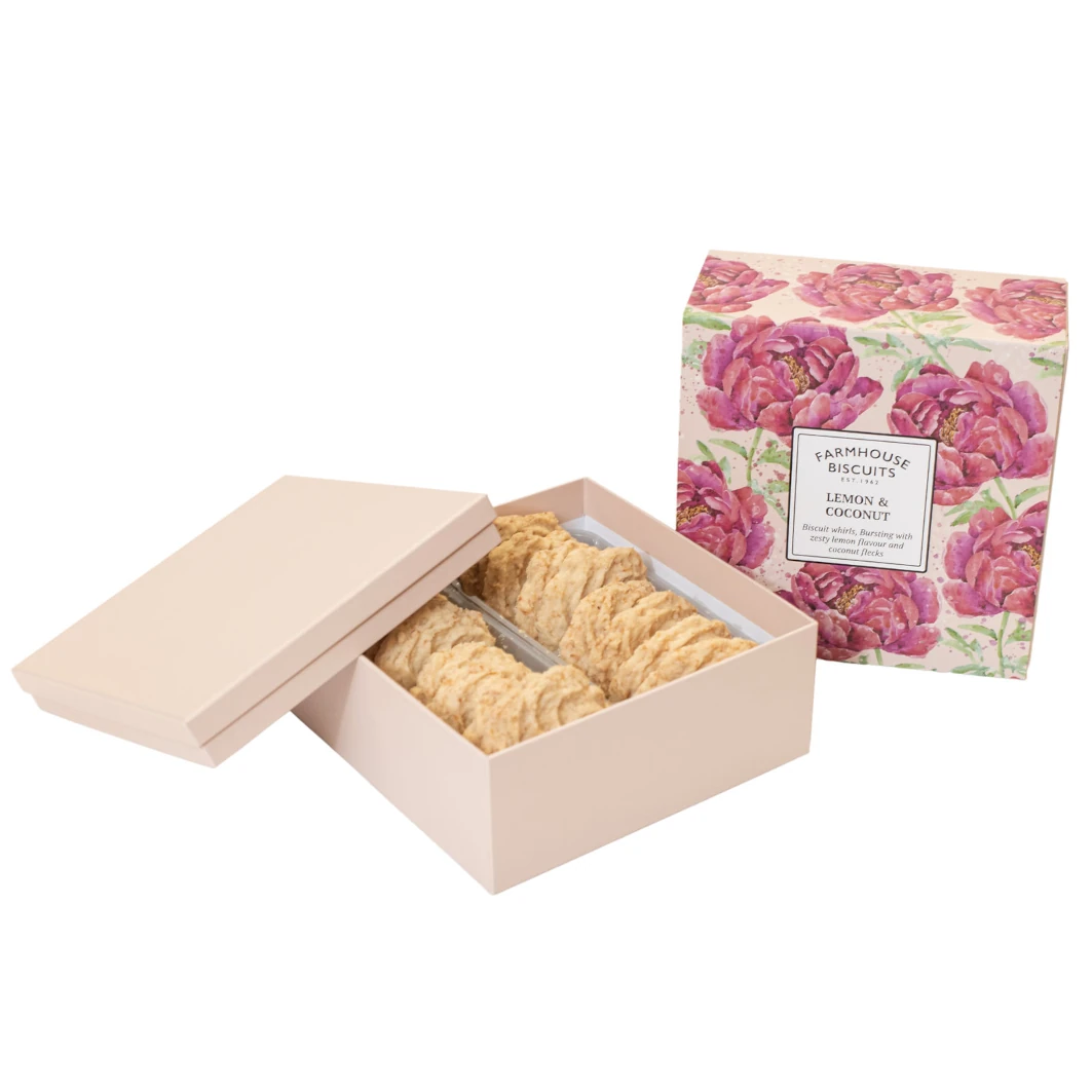 Farmhouse Biscuits - Lemon & Coconut Whirls Pink Rose Box