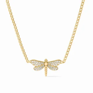 Julie Vos Dragonfly Pavé Delicate Necklace