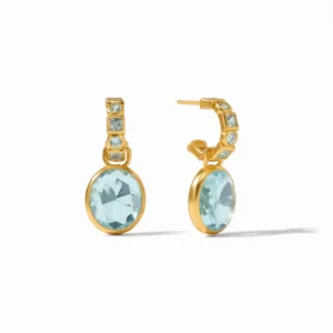 Julie Vos Jolie Hoop & Charm Earring - Aquamarine Blue