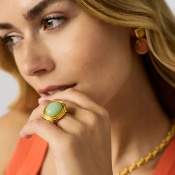 Julie Vos Portofino Statement Ring - Aqua Jade
