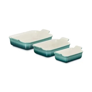 Le Creuset Heritage 3-Piece Rectangular Baking Dish Set - Riviera