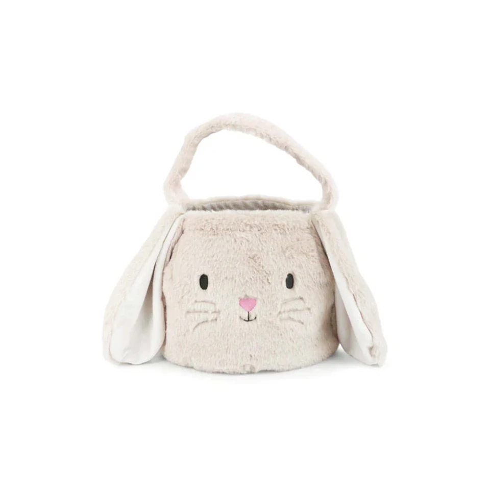 Mon Ami Fluffy Bunny Basket - Tan
