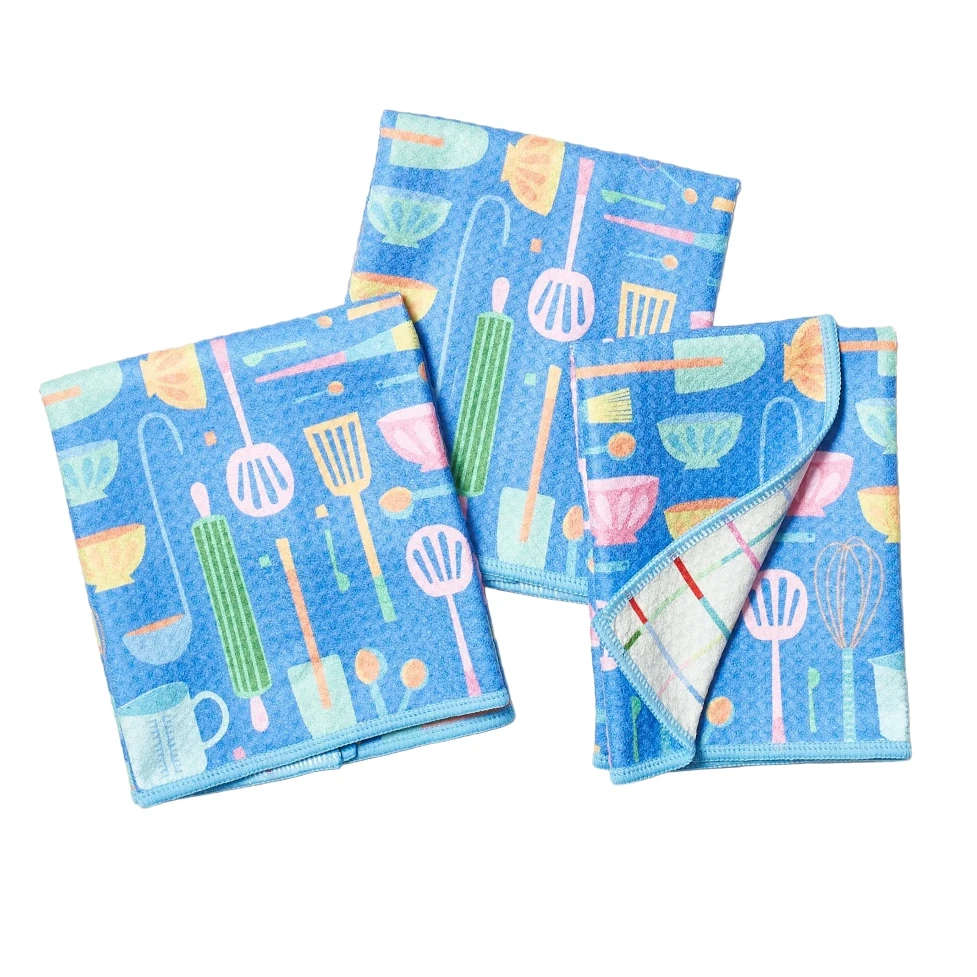 Once Again Home Mable Tan Chef Mighty Mini Towels - Super Blue, Set of 3