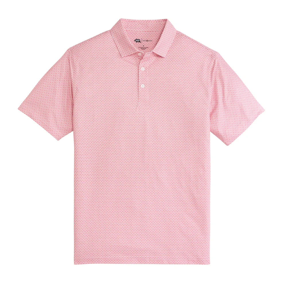 Onward Reserve Barb Printed Performance Polo - Sea Pink