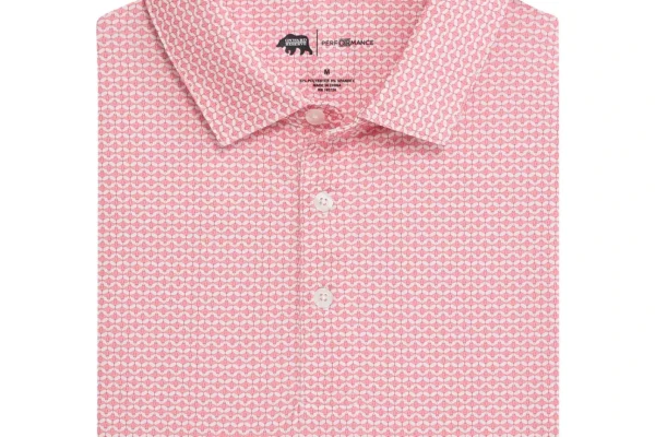 Onward Reserve Barb Printed Performance Polo - Sea Pink