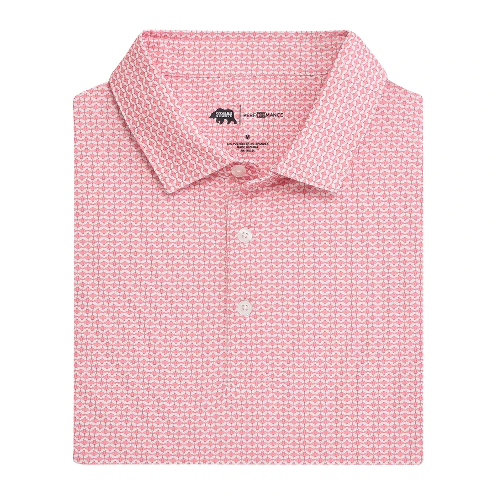 Onward Reserve Barb Printed Performance Polo - Sea Pink