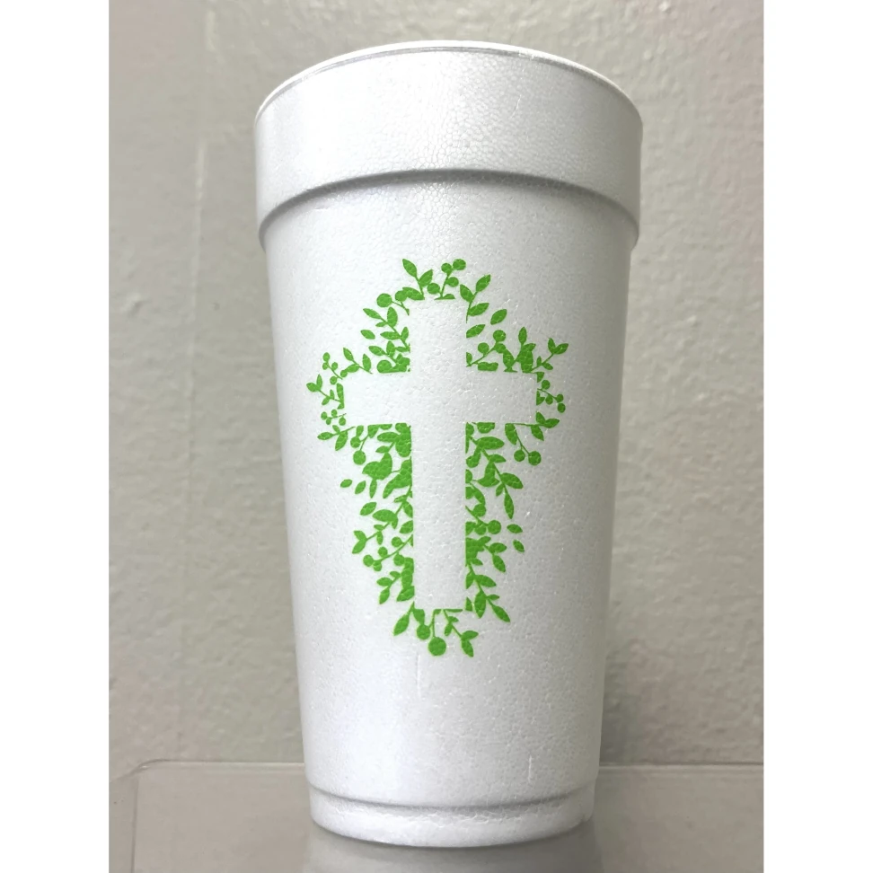 Rosanne Beck Green Cross Styrofoam Cups
