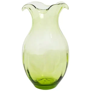 Vietri Hibiscus Glass Vertical Fluted Large Vase - Green