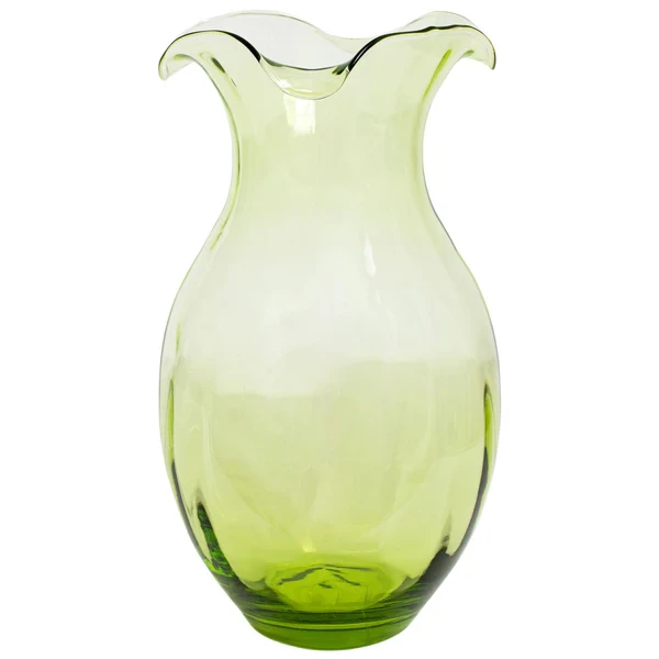 Vietri Hibiscus Glass Vertical Fluted Large Vase - Green