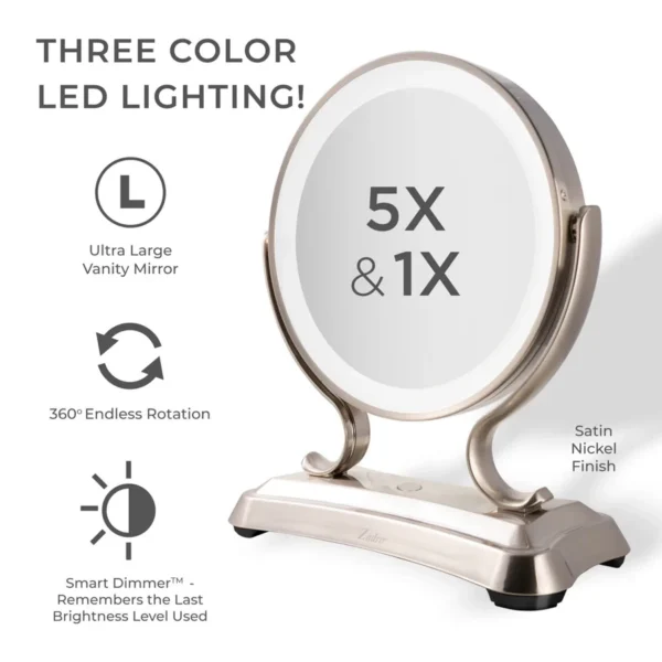 Zadro Glamour LED Lighted Makeup Mirror - Polished Nickel