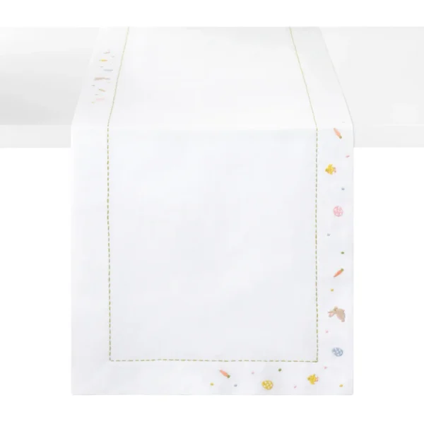 Bodrum Bunny Trail Embroidered Easter Table Runner