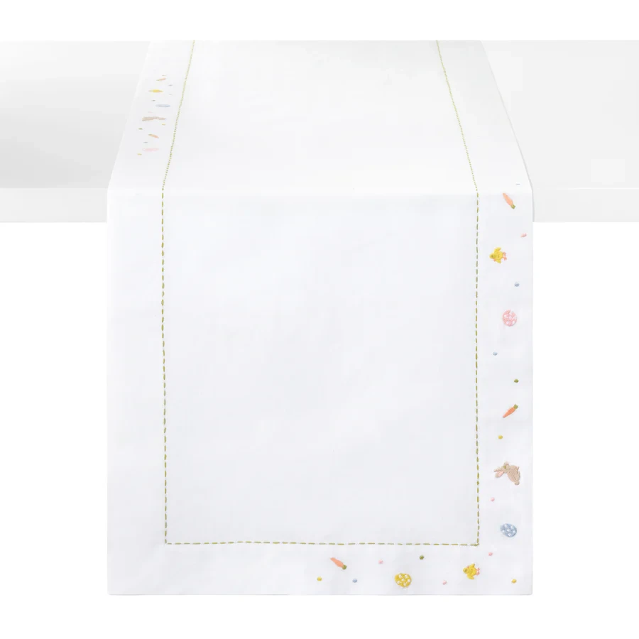 Bodrum Bunny Trail Embroidered Easter Table Runner