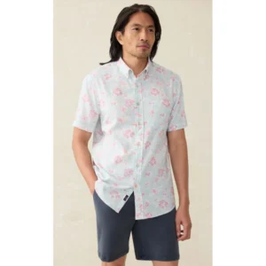 Faherty Short-Sleeve Breeze Shirt - Clear Waters Blossom